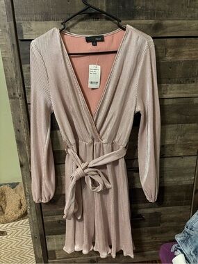 Pink Pleated Women's Dress
